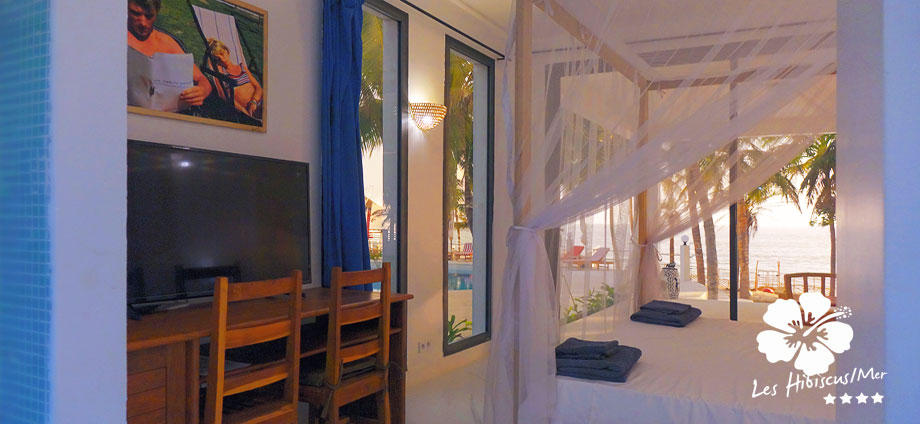 Chambre double hôtel Hibiscus Cap Skirring Sénégal Chambre 2 personnes coté mer suite deux personnes hôtel les Hibiscus à Cap Skirring sud du Sénégal Casamance