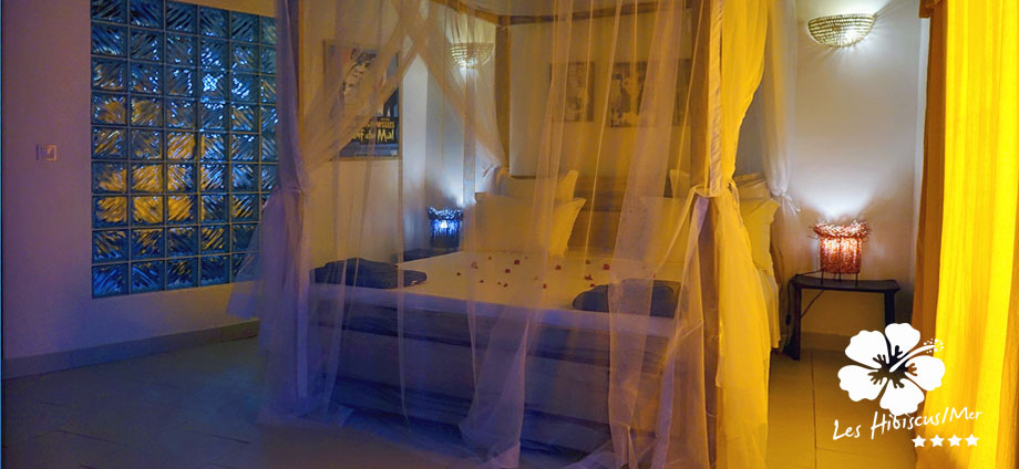 Belle chambre double Hôtel de luxe les Hibiscus magnifique chambre décorée à l'image d'acteur et actrice de cinéma Jean François Davy
